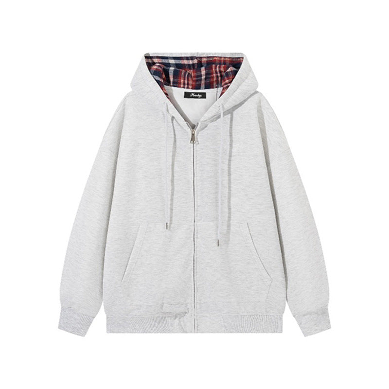 Damen Kapuzenjacke mit karierter Innenverkleidung und elegantem Reißverschluss EB