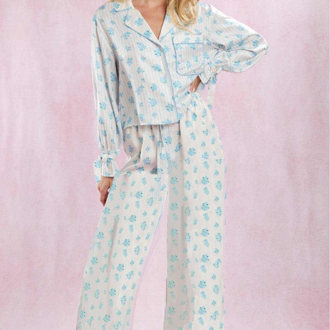 Damen Schlafanzug-Set mit floralem Muster und elegantem Schnitt EB
