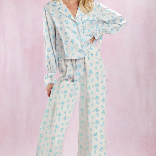 Damen Schlafanzug-Set mit floralem Muster und elegantem Schnitt EB