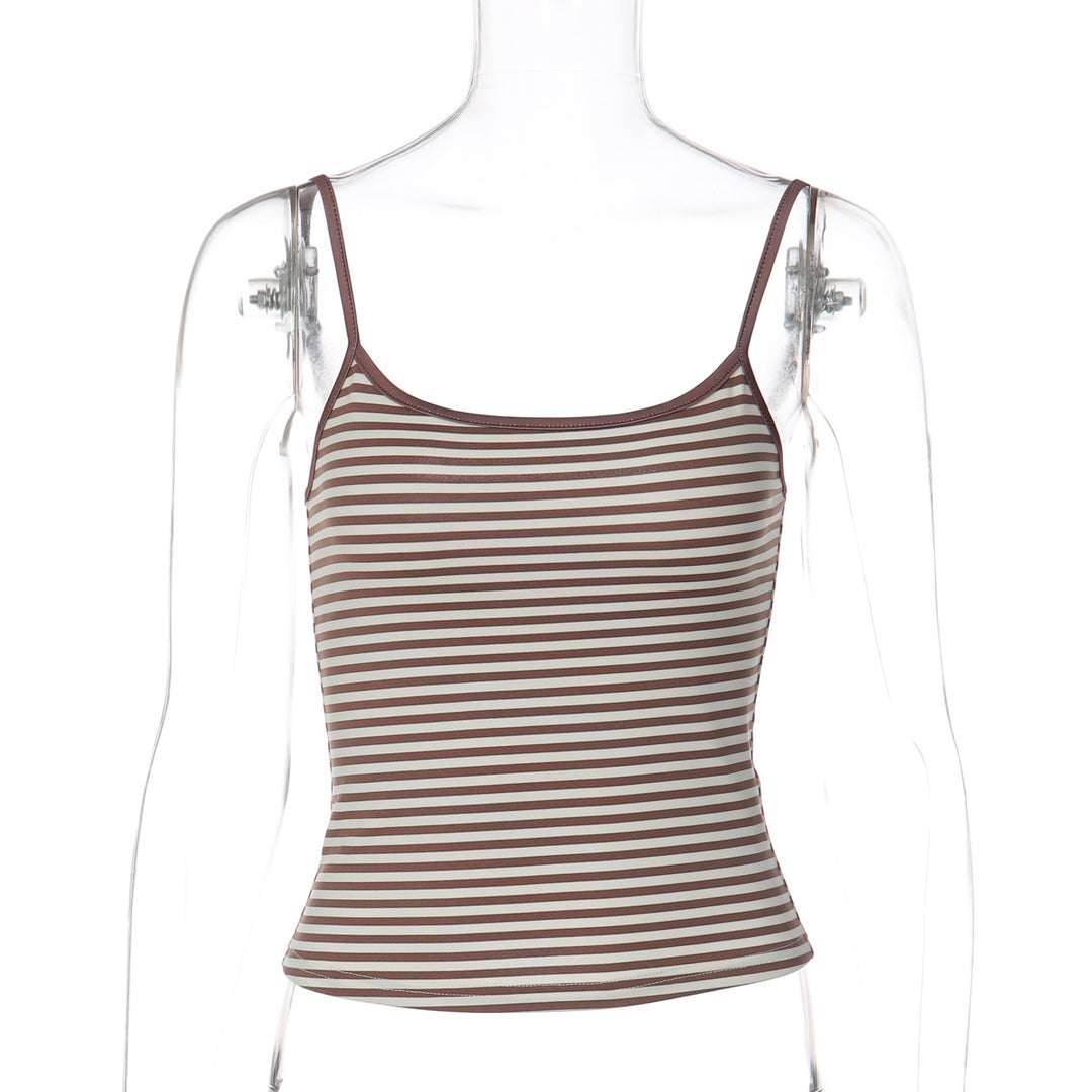 Damen Spaghettiträger Top mit Streifenmuster und elastischem Schnitt EB