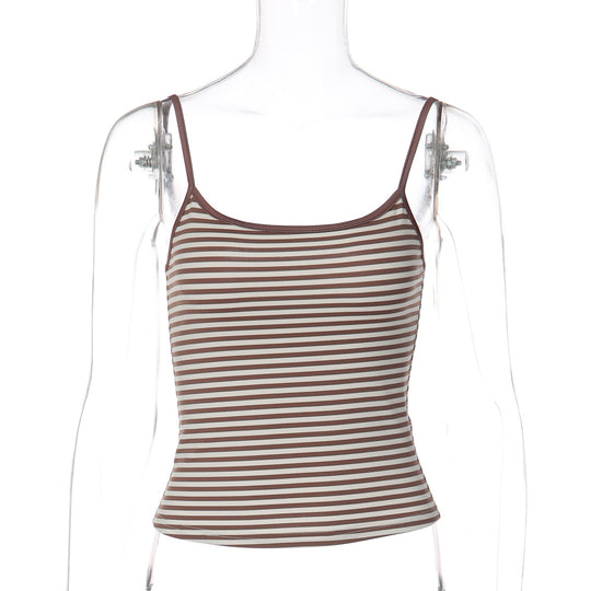 Damen Spaghettiträger Top mit Streifenmuster und elastischem Schnitt EB