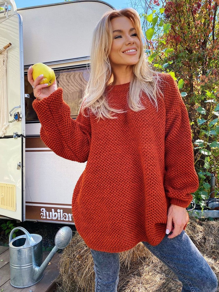 Damen Strukturierter Strickpullover EB