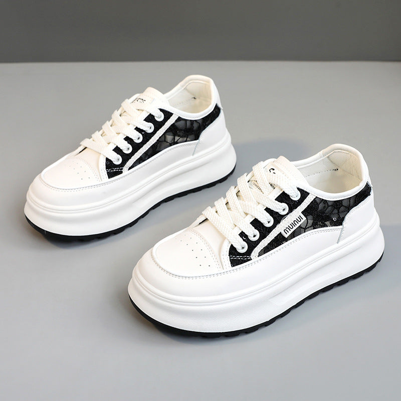 Damen modische Plateau-Sneaker mit trendiger Oberflächenstruktur und dämpfender Laufsohle EB
