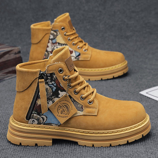 Damen Modische Schnürstiefel mit einzigartigem floralen Design und robustem Profil EB