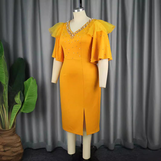 Damen Elegantes Cocktailkleid mit funkelnden Applikationen EB