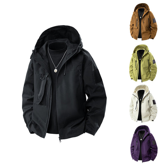 Herren wasserfeste Multifunktionsjacke mit Kapuze und praktischen Taschen EB