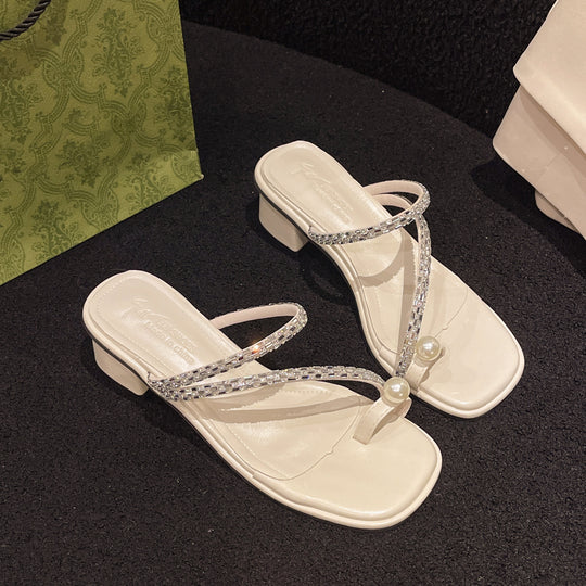Damen Glamouröse Sandalen mit funkelnden Details und komfortablem Blockabsatz EB