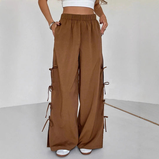 Damen weite Freizeithose mit seitlichen Schnürdetails EB