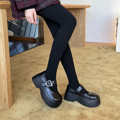 Damen Plattform-Mary-Jane-Schuhe mit verstellbarem Riemen und robustem Absatz EB