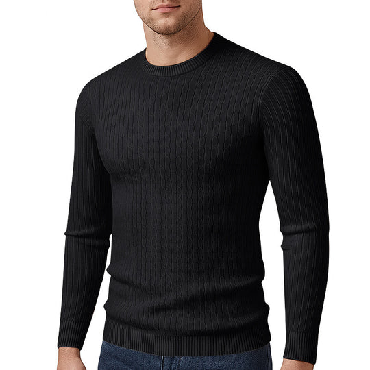Herren modischer Strickpullover mit feinem Zopfmuster EB