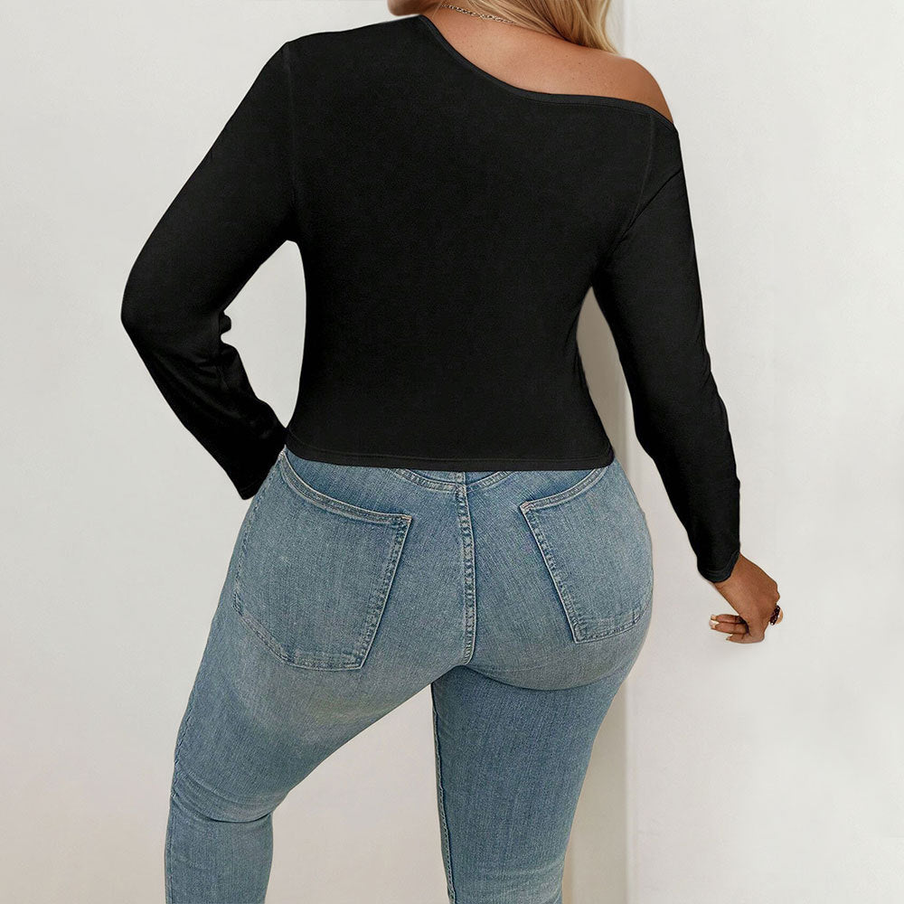 Damen Body mit asymmetrischem Cut-Out und langen Ärmeln EB