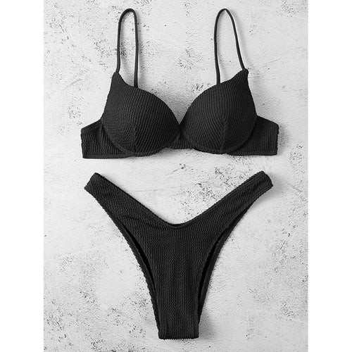 Damen Hoch tailliertes Bikini-Set mit gepolstertem Oberteil EB