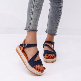 Damen Plateau-Sandalen mit offener Zehenpartie und modischem Riemendesign EB
