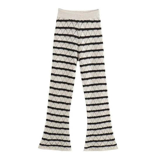 Damen Strick-Leggings mit breitem Bund und einzigartigem Muster EB