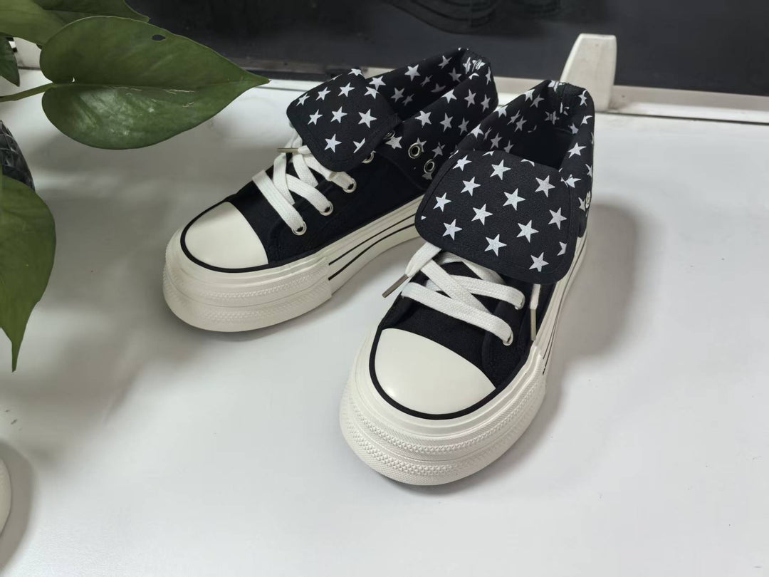 Damen Lässige Sneakers mit abnehmbaren Kragen und einzigartigem Sternenmuster EB