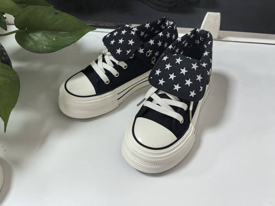 Damen Lässige Sneakers mit abnehmbaren Kragen und einzigartigem Sternenmuster EB