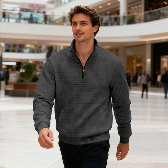 Herren sportlicher Pullover mit halbhoch geschlossenem Kragen EB