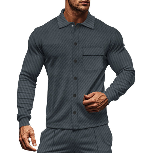 Herren modische Freizeitjacke mit leicht strukturiertem Stoff und praktischer Brusttasche EB