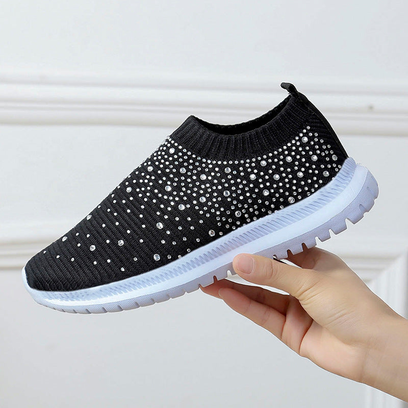 Damen modische Slip-On Sneakers mit Sparkle-Design EB