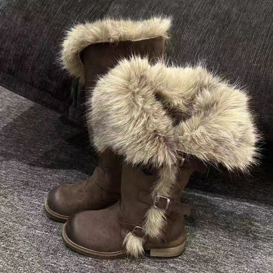 Damen Winterstiefel mit luxuriösem Kunstfellkragen und strapazierfähiger Sohle EB