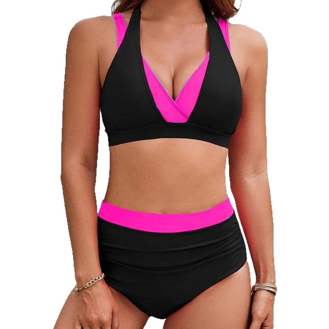 Damen Sportliches Hochbund-Bikini-Set mit asymmetrischem Schnitt EB