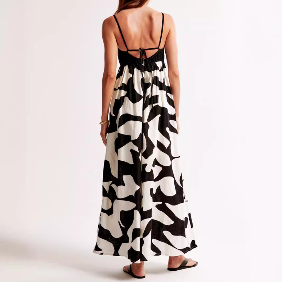 Damen Maxikleid mit schmalen Trägern und fließendem Schnitt EB