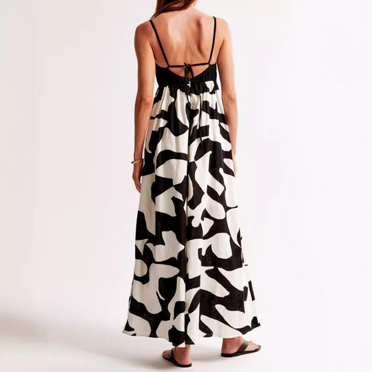 Damen Maxikleid mit schmalen Trägern und fließendem Schnitt EB