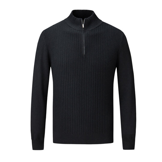 Herren Strickpullover mit modernem Stehkragen und feinem Rippdesign EB