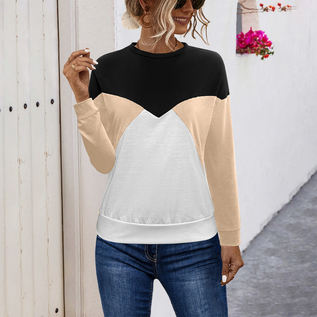 Damen lässiges Sweatshirt mit modischem Farbblock-Design EB