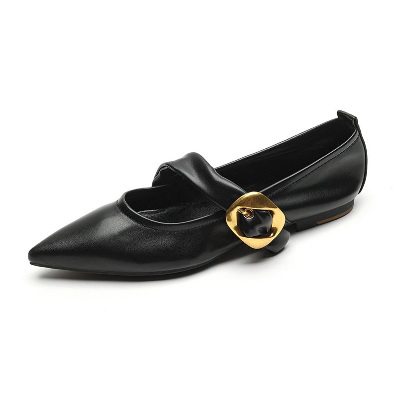Damen elegante Ballerinas mit modernem Riemen und auffälliger Schnalle EB