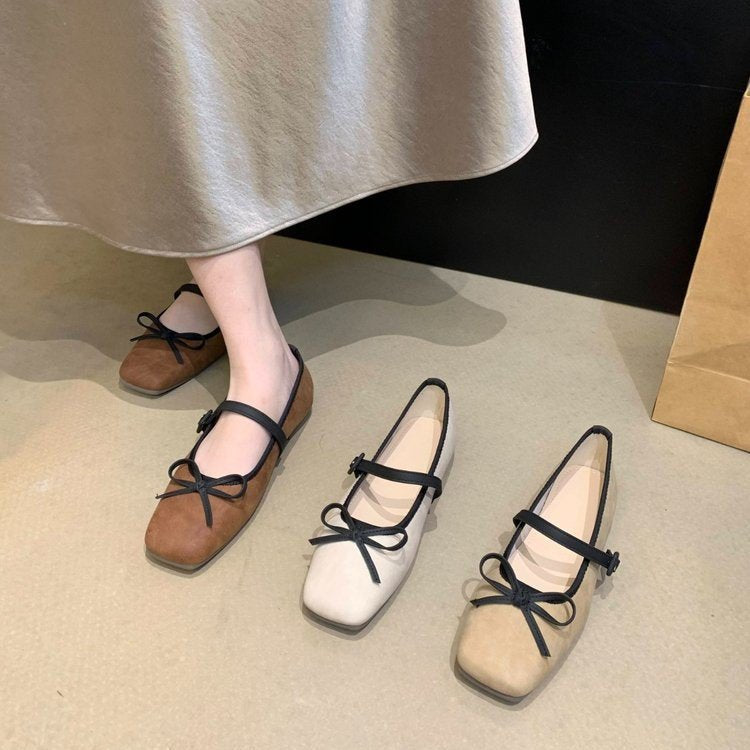 Damen elegante Mary Jane Ballerinas mit modischem Schleifenakzent EB
