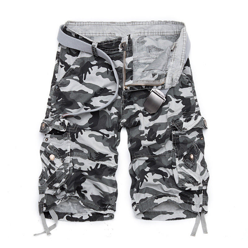 Herren Camo Cargo-Shorts mit mehreren Taschen und verstellbarem Bund EB