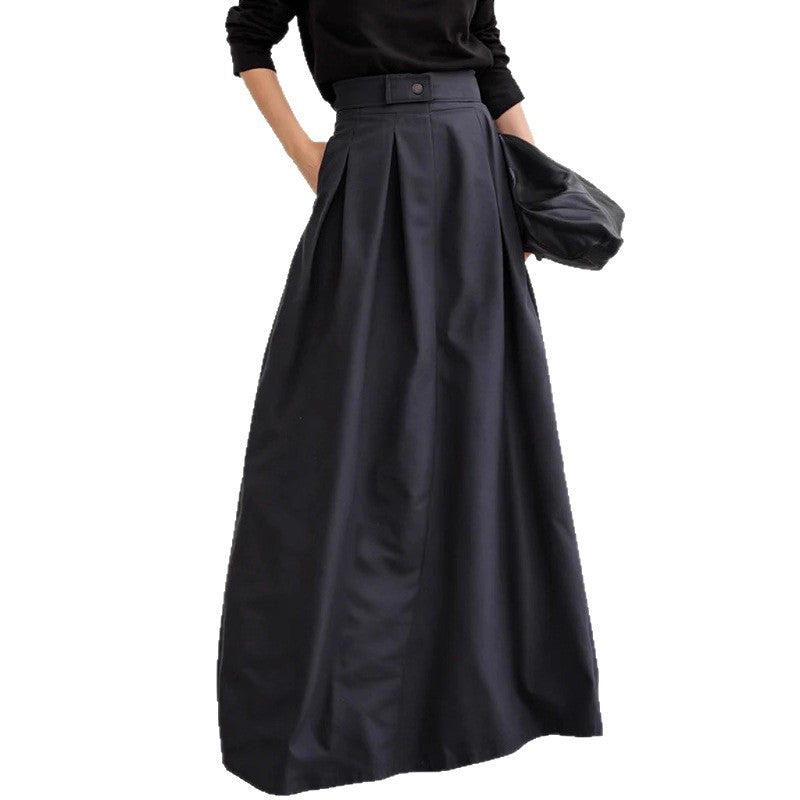 Damen Maxirock mit eleganter Faltenlegung und seitlichen Taschen EB