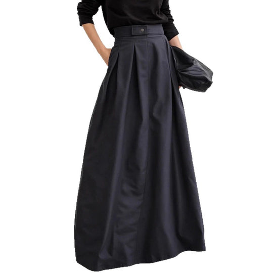 Damen Maxirock mit eleganter Faltenlegung und seitlichen Taschen EB