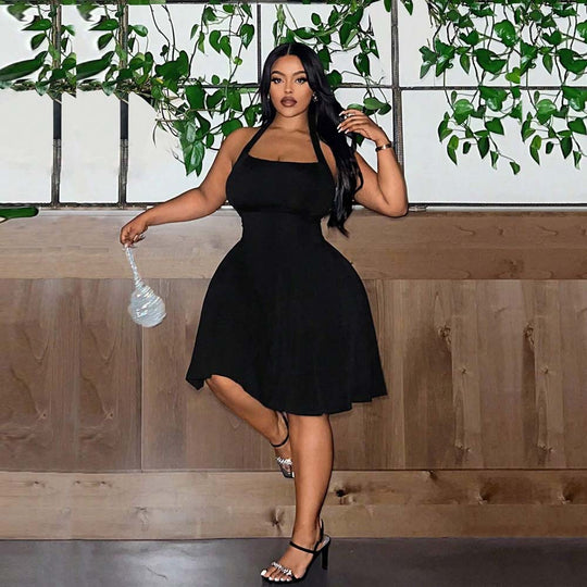 Damen A-Linien Freizeitkleid mit schulterfreiem Design und schwingendem Rock EB