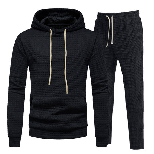 Herren Sportliches Hoodie-Set mit modischem Strukturdesign und elastischen Bündchen EB