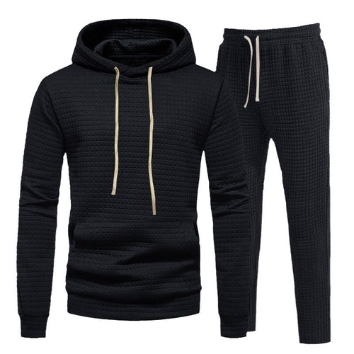 Herren Sportliches Hoodie-Set mit modischem Strukturdesign und elastischen Bündchen EB