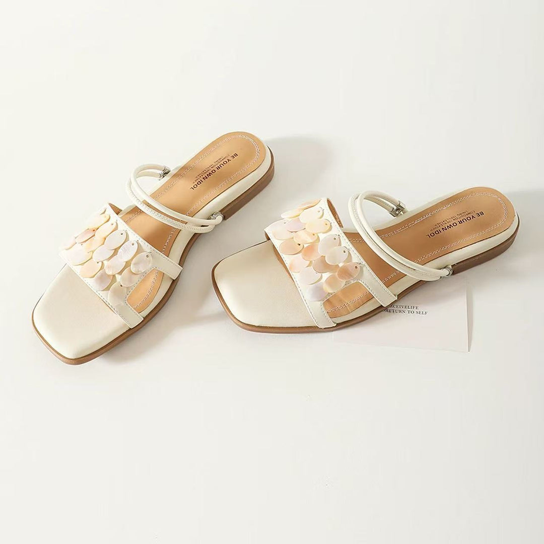 Damen Dekorative Riemchen-Sandalen mit glitternden Pailletten EB