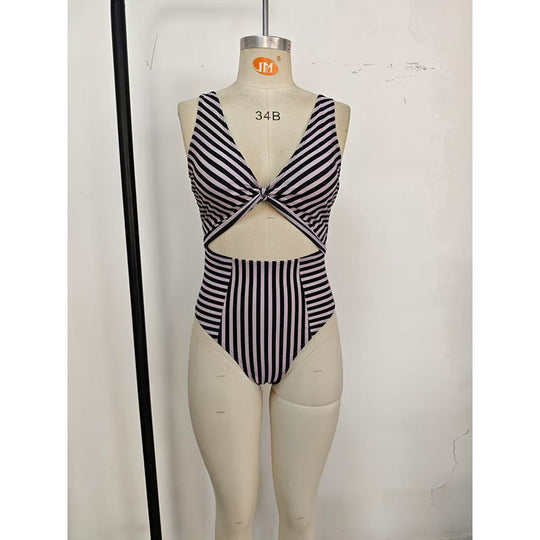 Damen Hochgeschnittener Badeanzug mit Wickeldetail EB