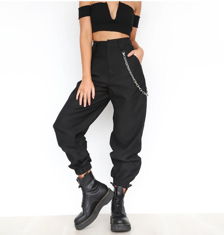 Damen Baggy-Hose mit Kettendetails und komfortablem Bund EB