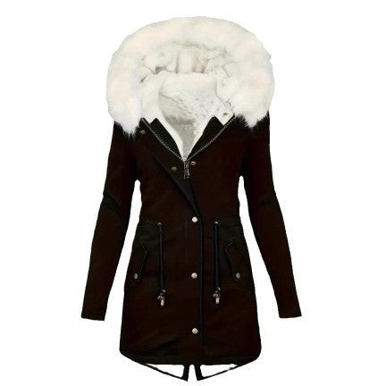 Damen gefütterte Winterjacke mit abnehmbarer Kapuze EB