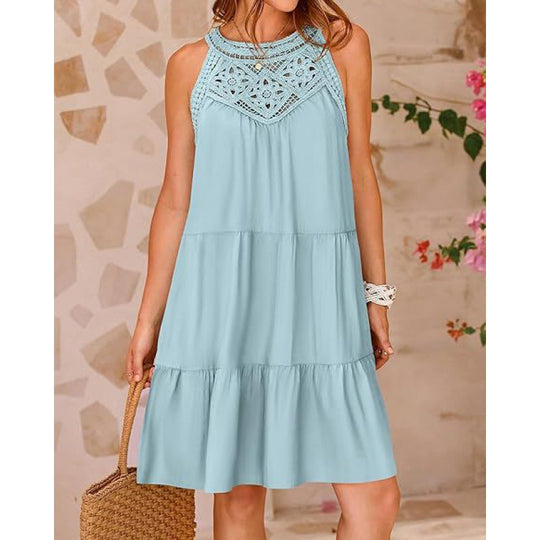 Damen Sommerkleid mit romantischen Häkel-Applikationen EB