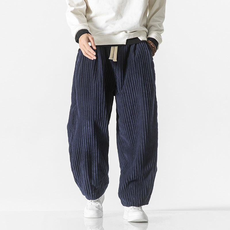 Herren nan weite Breitcord-Hose mit elastischem Bund, Kordelzug und tiefen Eingrifftaschen EB