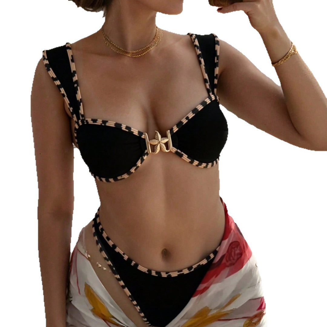 Damen Bikini-Oberteil mit stilvollen Trägern und dekorativem Verschluss EB