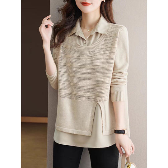 Damen Strickpullover mit layerndem Design und harmonischer Textur EB