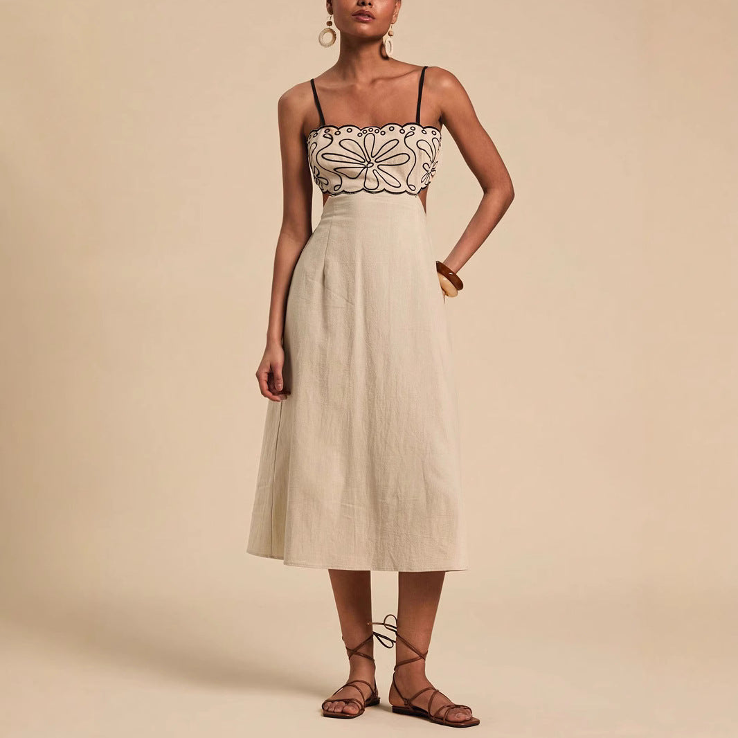 Damen luftiges Maxikleid mit floralem Oberteil EB