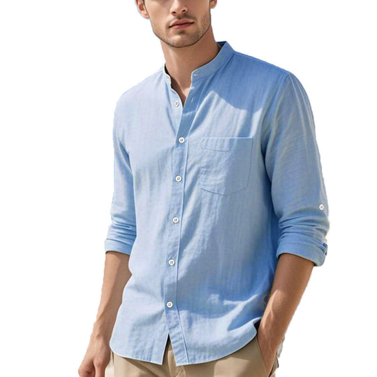 Herren Hemd im eleganten Henley-Stil mit strukturierter Baumwolle EB