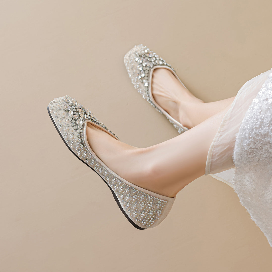 Damen Ballerinas mit funkelndem Strass und eleganter Verzierung EB