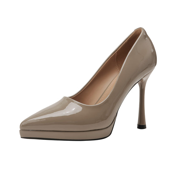 Damen stilvolle spitze High Heels mit glänzender Oberfläche EB