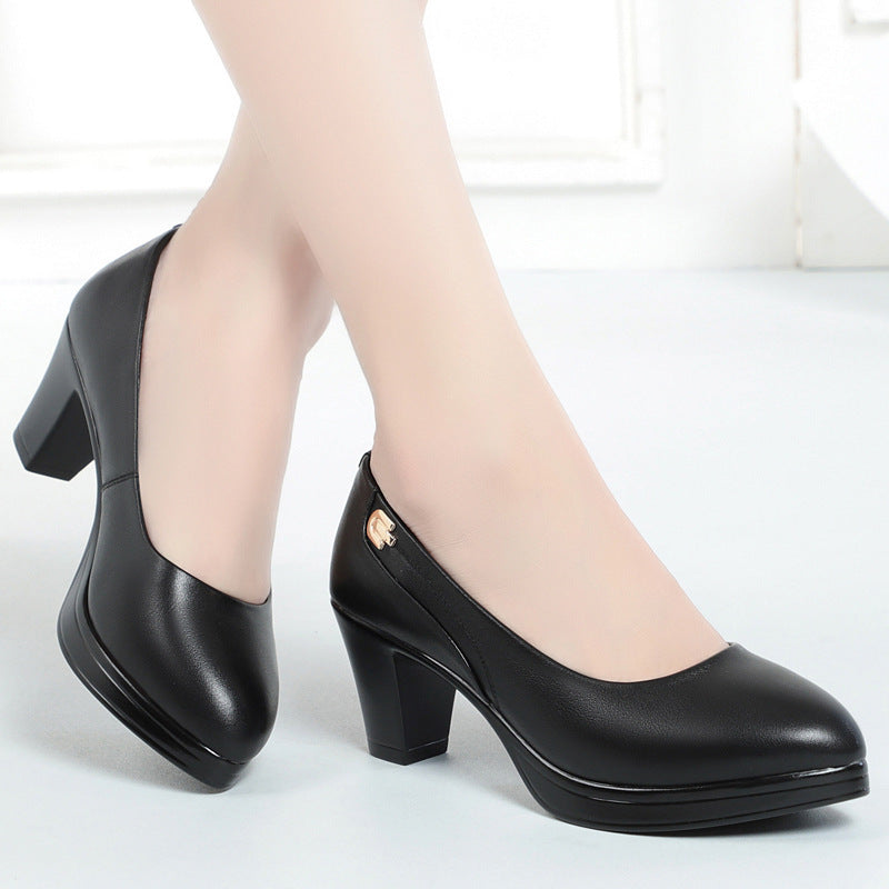 Damen Elegante Blockabsatz-Pumps mit verziertem Riemen und komfortabler Sohle EB
